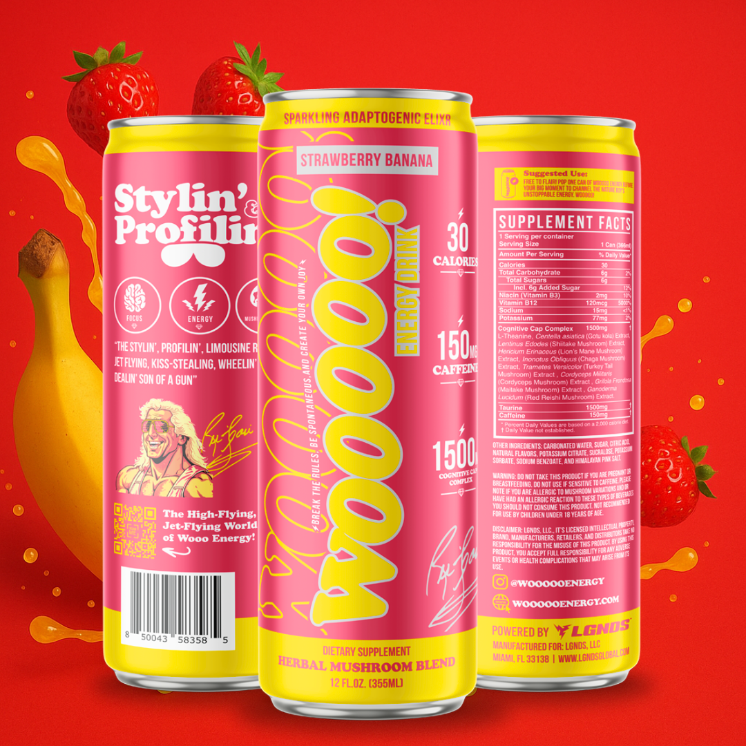 Woooooenergy - Strawberry Banana Sparkling Mushroom Elixir