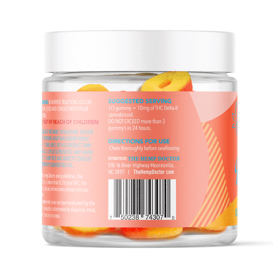 D8 THC PEACH RING GUMMIES | 30MG