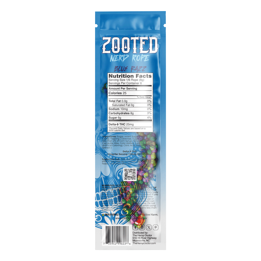 The Hemp Doctor -  ZOOTED | 150MG D9 THC NERD ROPES