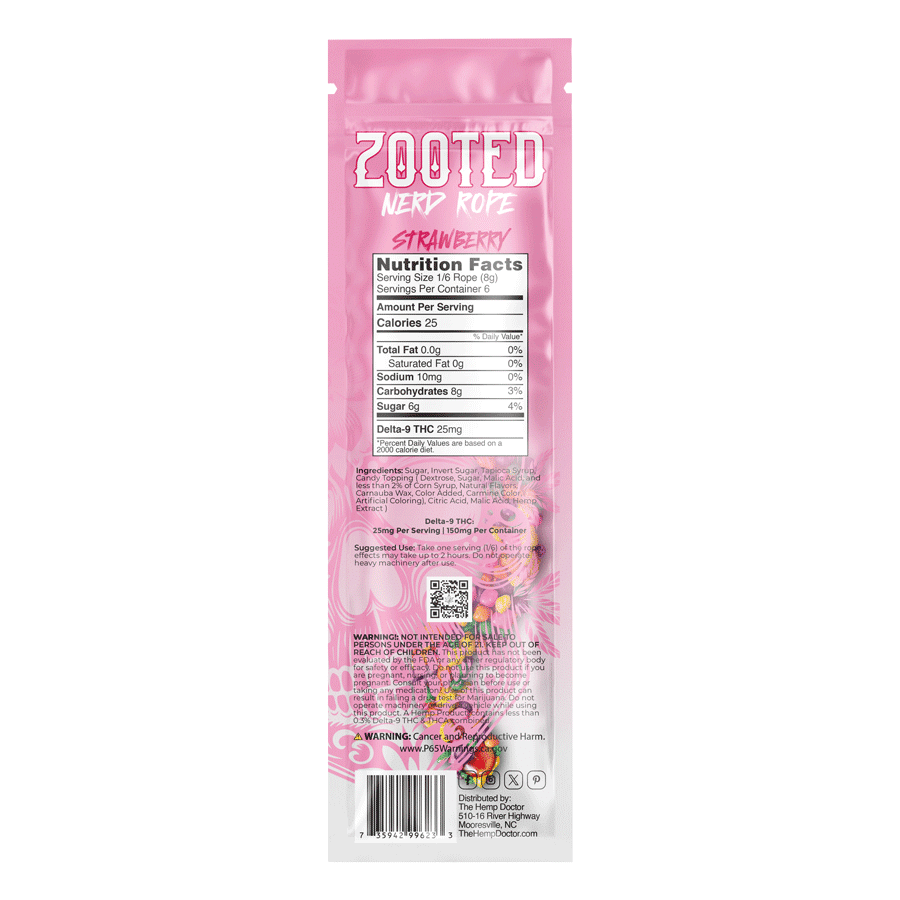 The Hemp Doctor -  ZOOTED | 150MG D9 THC NERD ROPES
