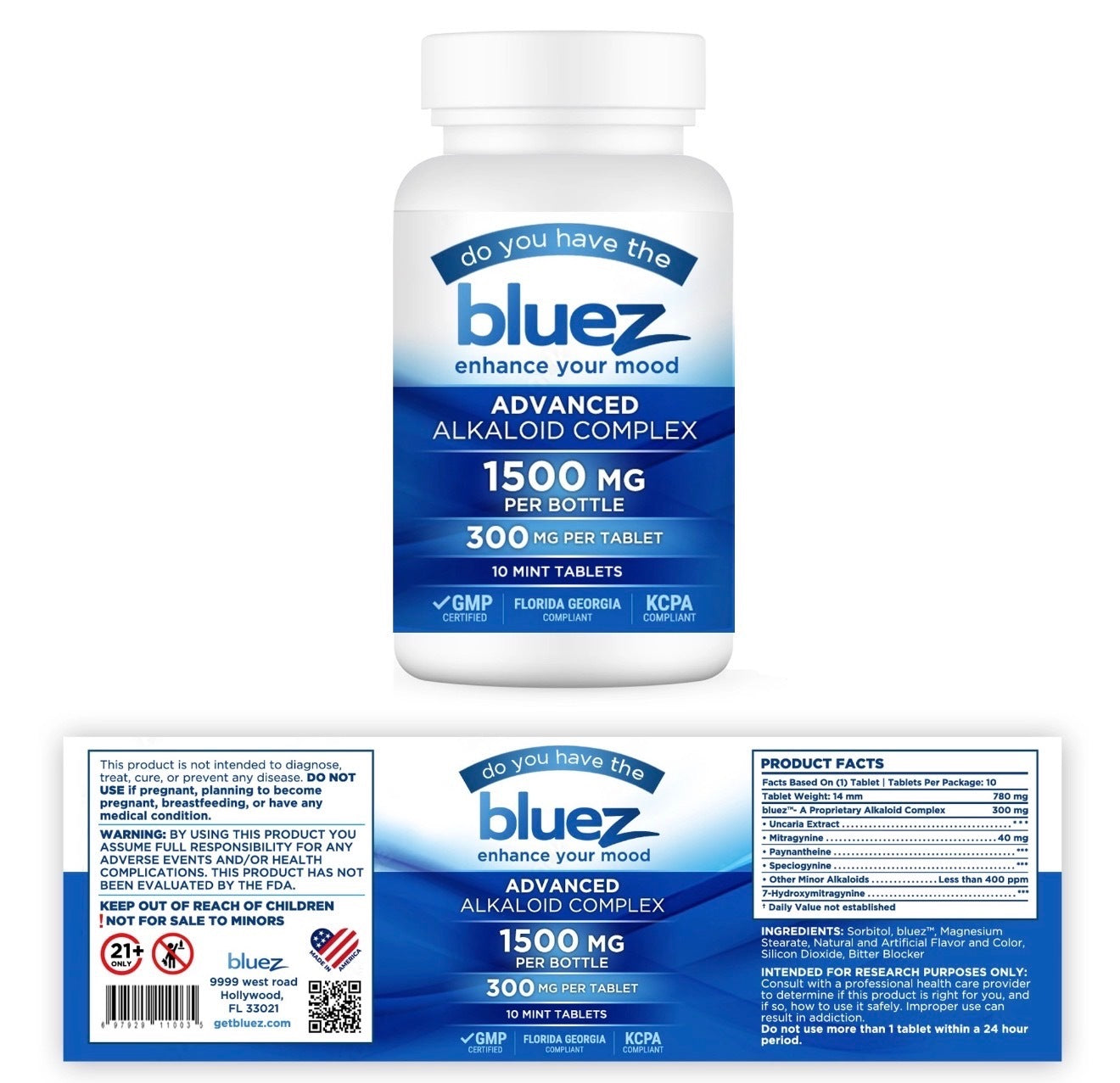 Bluez™ Premium Alkaloid Tablets | 300mg