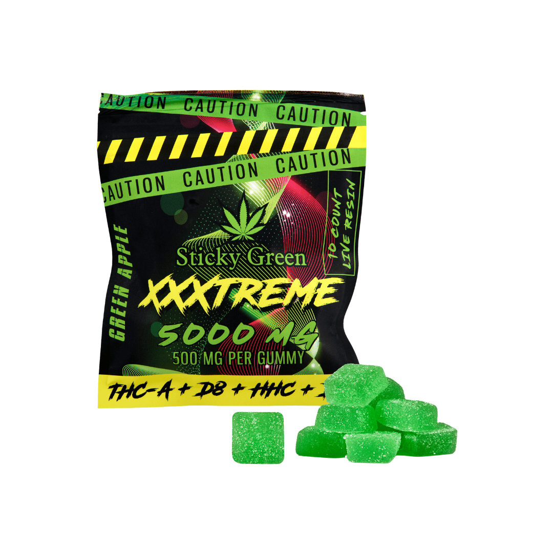 Sticky Green XXXtreme 500mg Dragon Fruit gummies — 10-count Live Resin multi-cannabinoid pack